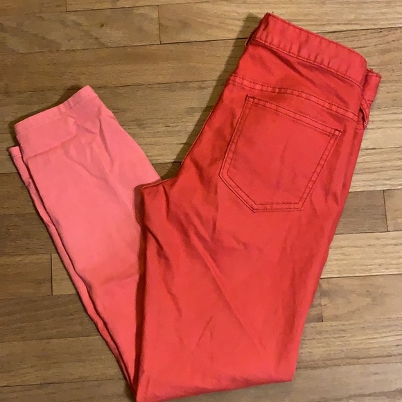 Free People - ombré, red/pink, stretch ankle jeans, 28 - Picture 2 of 4